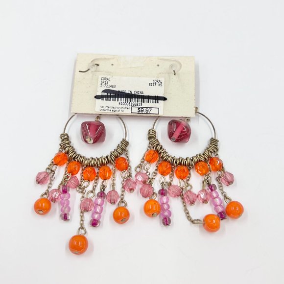 NWT - Charming Charlie - Purple & Orange Chandelier Antiqued Gold Tone Earrings - Picture 7 of 7